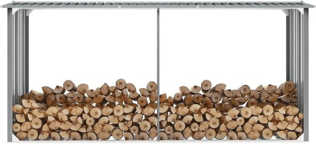 vidaXL Brennholzlager aus verzinktem Stahl in Grau, B/T/H: 330 x 92 x 153 cm - Bild 1