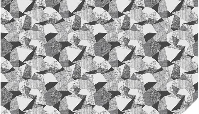 Tulup Buntglasfolie mit geometrischen Figuren in Schwarzweiß und Buntglas-Optik, Breite: 116 cm, Höhe: 200 cm - Bild 1