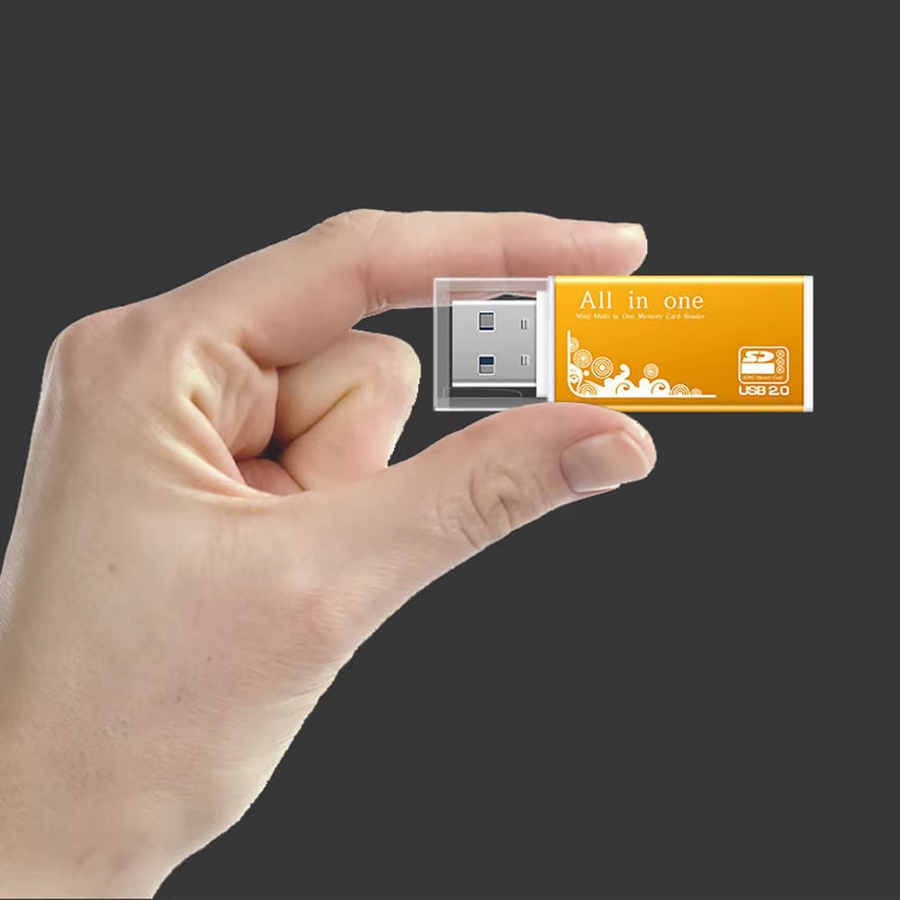 VIKEFON USB 2.0 Kartenleser mit 4 Anschlüssen für Micro SD, TF, M2, MS Pro Duo, MMC und SDHC in Schwarz mit LED-Anzeige - Bild 3