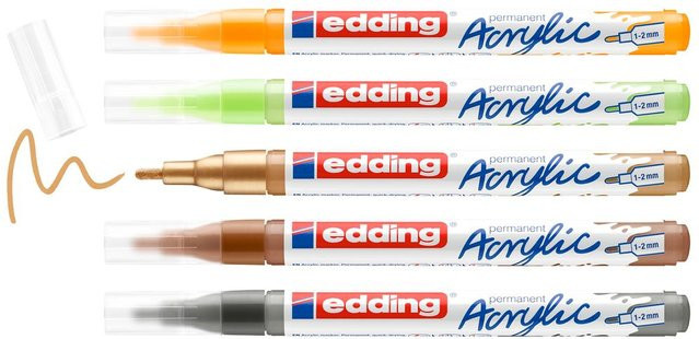 edding 5300 Acrylmarker Nature in Anthrazit und Multicolor mit feiner Spitze für permanente Pigmentmalerei - Bild 1