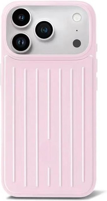 INS Luxus 3D Wellenstreifen Handyhülle aus Aluminiumlegierung für iPhone 17 Pro Max, 16, 15, 14, 13 in Rosa - Bild 1