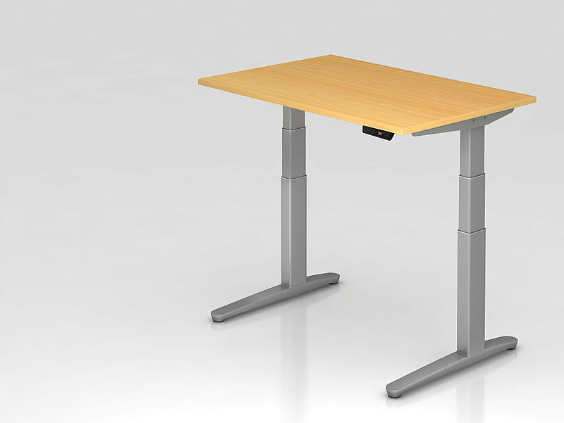 Hammerbacher Büro Schreibtisch Modell XBHM12 als höhenverstellbarer Stehtisch mit elektrischem Motor, Farbe Braun, B/T: 120 x 80 cm - Bild 1