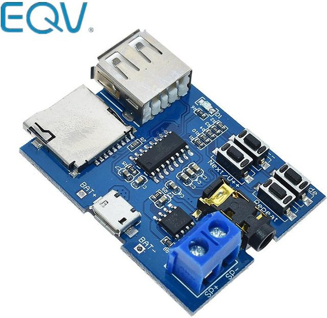 MP3 Audio Decoder Modul mit TF-Karte und U-Disk Anschluss, Verstärker Dekodierung Board, Blau - Bild 1