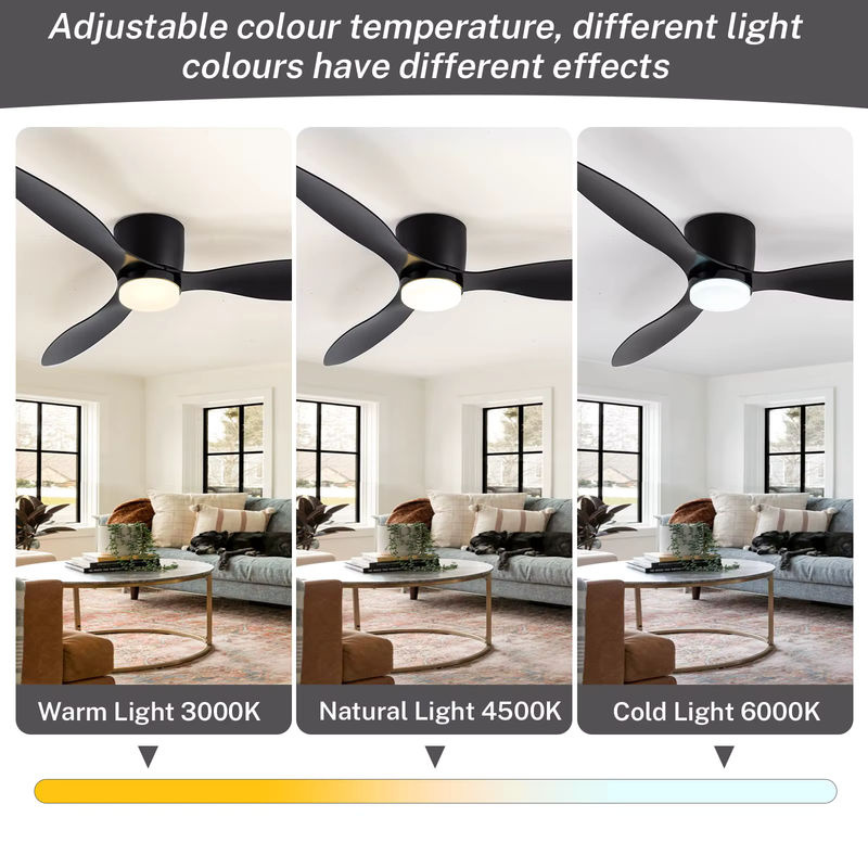 IRALAN Smart Deckenventilator mit 3-Farben-LED-Beleuchtung und Fernbedienung, schwarz/weiß - Bild 3