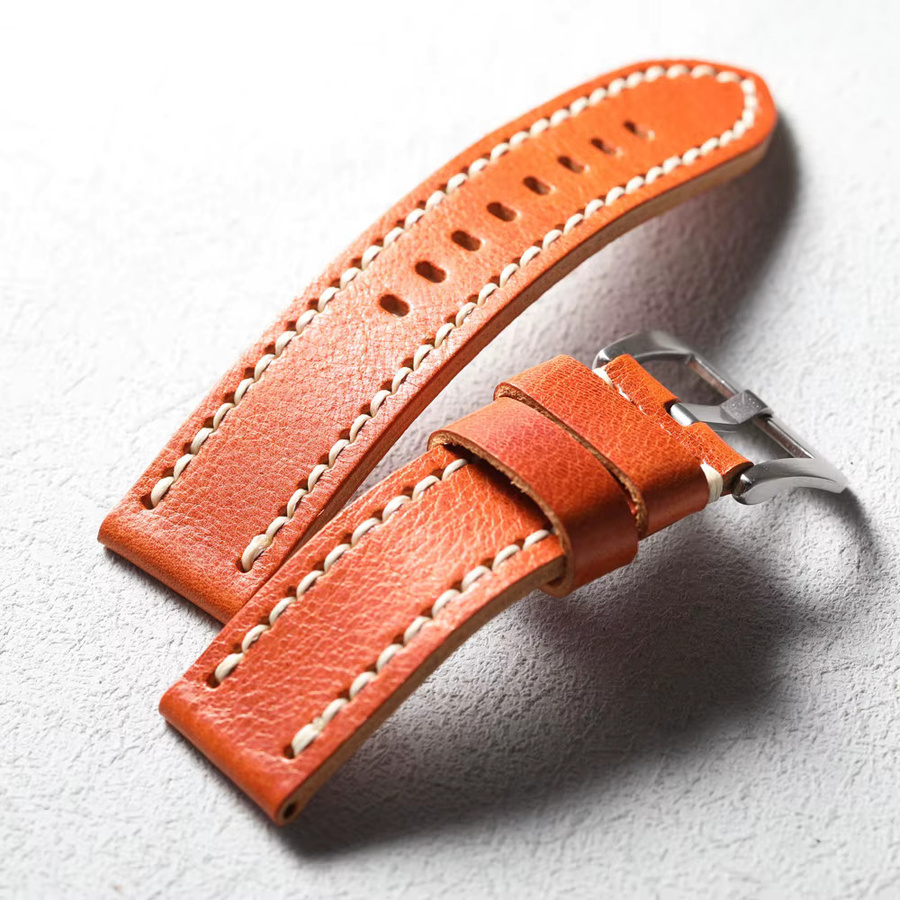 Raystray Uhrenarmband Leder, orange-gelb, Vintage, Unisex - Bild 2