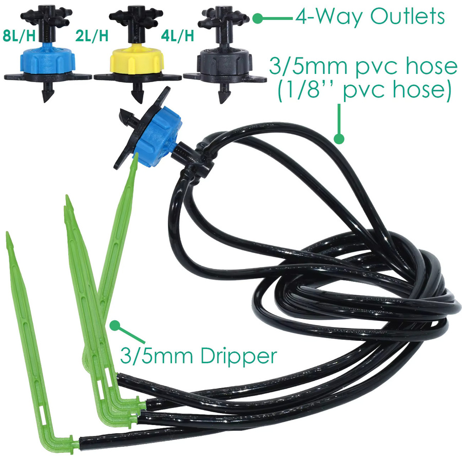 KESLA Tropf-Bewässerungssystem Kit für Gewächshaus, Bonsai und Garten mit Dropper, 3/5mm Schlauch und Steckern - Bild 3