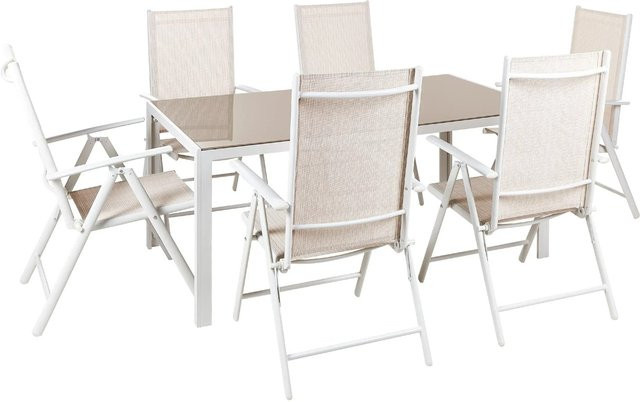 Beliani Gartentisch Set CATANIA in Beige und Weiss aus Aluminium und Glas - Bild 1