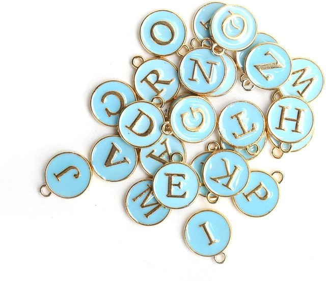 GoolRC Anhänger Englische Buchstaben, Metall, Rund, Himmelblau, Unisex - Bild 1