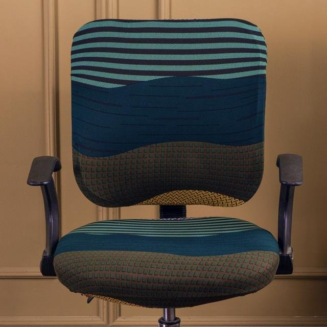 Housmife 2-teiliges Set bedruckte Stuhlbezüge aus Spandex in Multicolour für Esszimmerstühle und Bürostühle im modernen Grafik-Stil - Bild 1