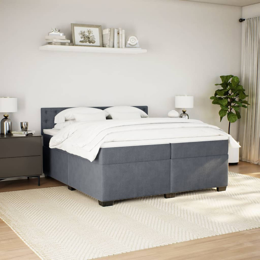 vidaXL Boxspringbett Hybrid mit Matratze und Taschenfederkern, Dunkelgrau, B/T/H: 200 x 200 cm - Bild 3