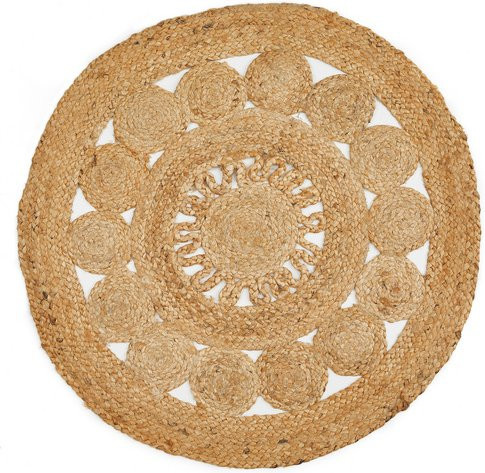 Runder Teppich Balo von LUXORLIVING in Beige, Durchmesser: 80 cm, aus Jute und Baumwolle im Boho-Stil - Bild 1
