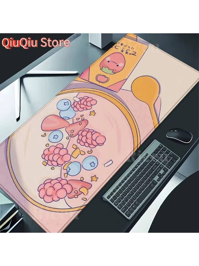 Potdemiel Gaming-Mauspad Rosa Cartoon-Blumen und Katze, B/T: 900 x 400 mm - Bild 2