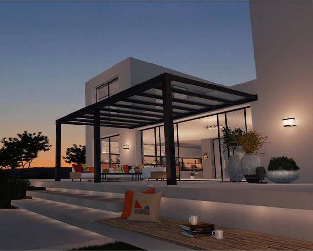 Palram - Canopia Terrassenüberdachung Stockholm in Anthrazit mit Polycarbonat-Dach und integrierter Dachrinne, B/T: 6,6 m x 3,4 m - Bild 1