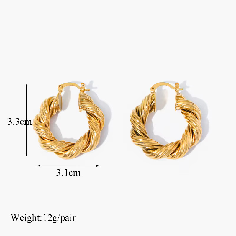 EILIECK Twist Hoop Ohrringe, Edelstahl, Gold, Damen - Bild 2