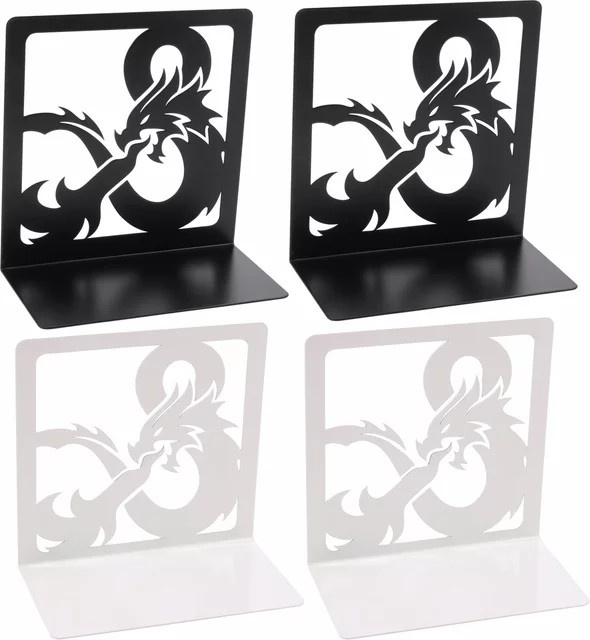 Drachen Bücherregal aus Metall im Punk-Stil mit Stacheln als Tischornament für dein Büro in Schwarz oder Weiß - Bild 1
