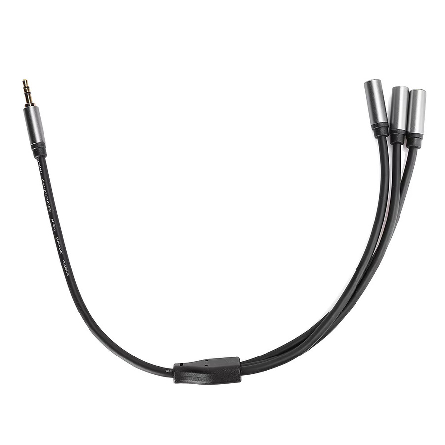 Arealer 3-in-1 Audio-Splitter-Kabel Schwarz mit 1 Stecker auf 3 Buchsen und 3,5 mm Klinkenanschluss - Bild 2
