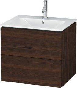 Duravit L-Cube Waschtischunterschrank wandhängend mit 2 Schubladen, Nussbaum gebürstet, B: 62,0 cm, T: 48,1 cm, H: 55,0 cm - Bild 1