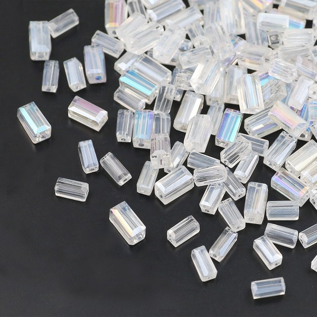 Weiß AB Rechteckige Österreichische Kristall Glas Spacer Perlen, Unisex - Bild 1