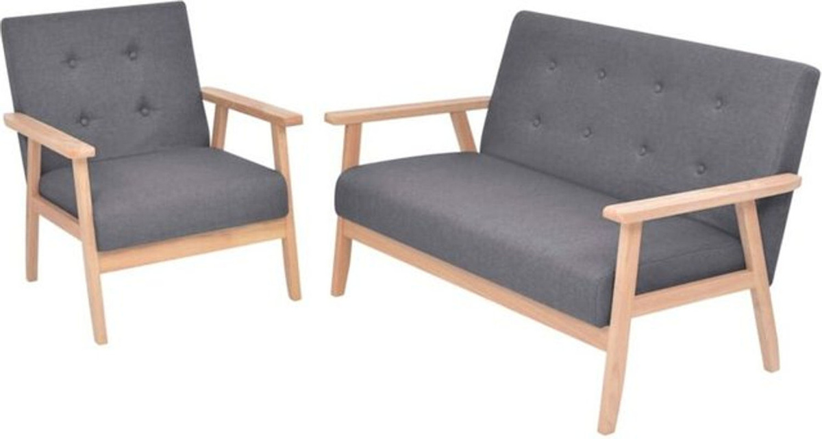 2-tlg. Sofa-Set im skandinavischen Design von vidaxl, Stoff in Anthrazit/Grau mit Holzgestell - Bild 1