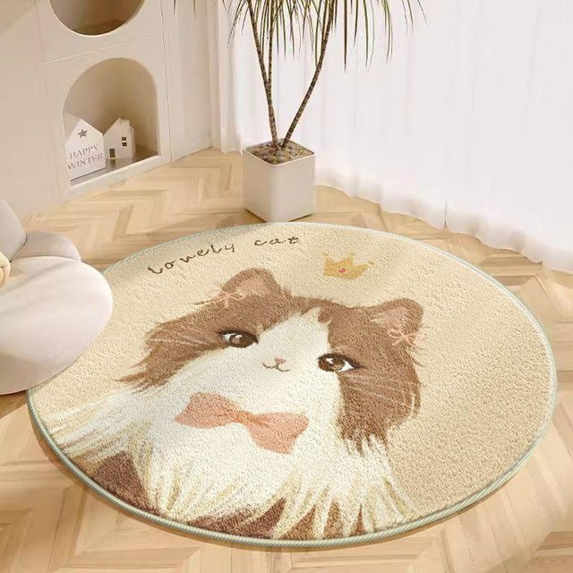 Runder Plüschteppich mit Kinder-Motiv von Yiran Furniture, Waschbare Schallschutz-Fußmatte für Wohnzimmer, Kinderzimmer oder Home-Office, Durchmesser: 60 cm - Bild 1