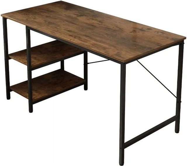 Rebiko Computer-Schreibtisch im Loft-Stil aus Metall und MDF mit 2 Regalen, B: 120 cm, H: 75 cm, T: 60 cm, Schwarz-Braun - Bild 1