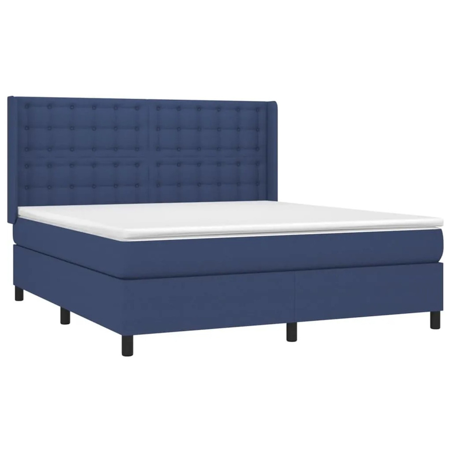 vidaXL Boxspringbett mit Matratze in Blau und Weiß, Hybridbett mit LED-Unterbettbeleuchtung und USB-Ladeport, B/T: 180 x 200 cm - Bild 2