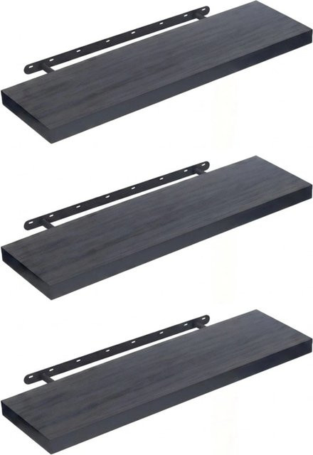 Relaxdays Wandregal 3er Set aus MDF und Eisen in Schwarz, B/T/H: 80 x 23 x 4 cm - Bild 1