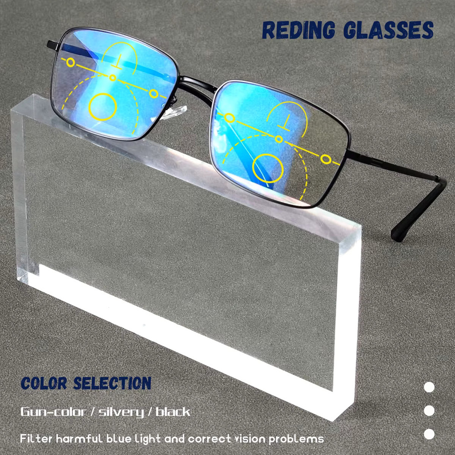 ZOZO TOMI Lesebrille, Metall, Vollrand, rechteckig, Unisex, transparent, black - Bild 3