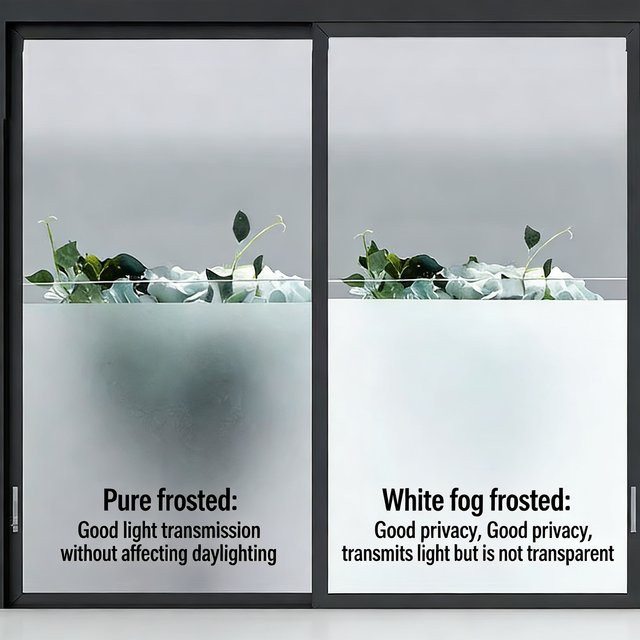 BUNPIG Sichtschutz Folie Frostglas Transparent Weiß Statisch Haftend für Glastüren und Fenster im Büro oder Badezimmer ohne Klebstoff Wiederverwendbar - Bild 1