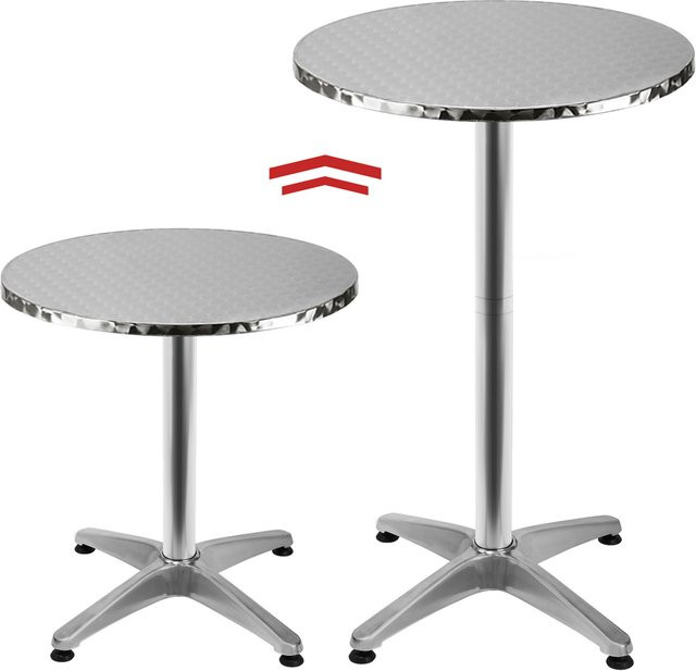Deuba Stehtisch aus Aluminium in Silber, höhenverstellbar mit X-Rahmen für Garten, Küche und Partykeller - Bild 1