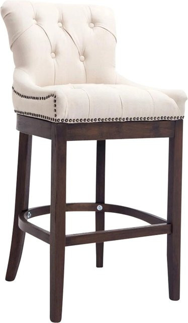 DELUKE Barhocker KAGAD mit Lehne aus Stoff in Creme und Dunkelbraun, B/T/H: 55 x 57 x 109 cm - Bild 1