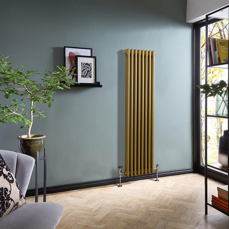 Hudson Reed Gliederheizkörper Regent, 2-säulig, Vertikal, Farbe: Gold, Höhe: 150 cm, Breite: 38 cm - Bild 1