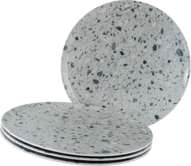 CreaTable Stone Collection Florenz Pizzateller 4-teiliges Set aus Steinzeug in Grau - Bild 1
