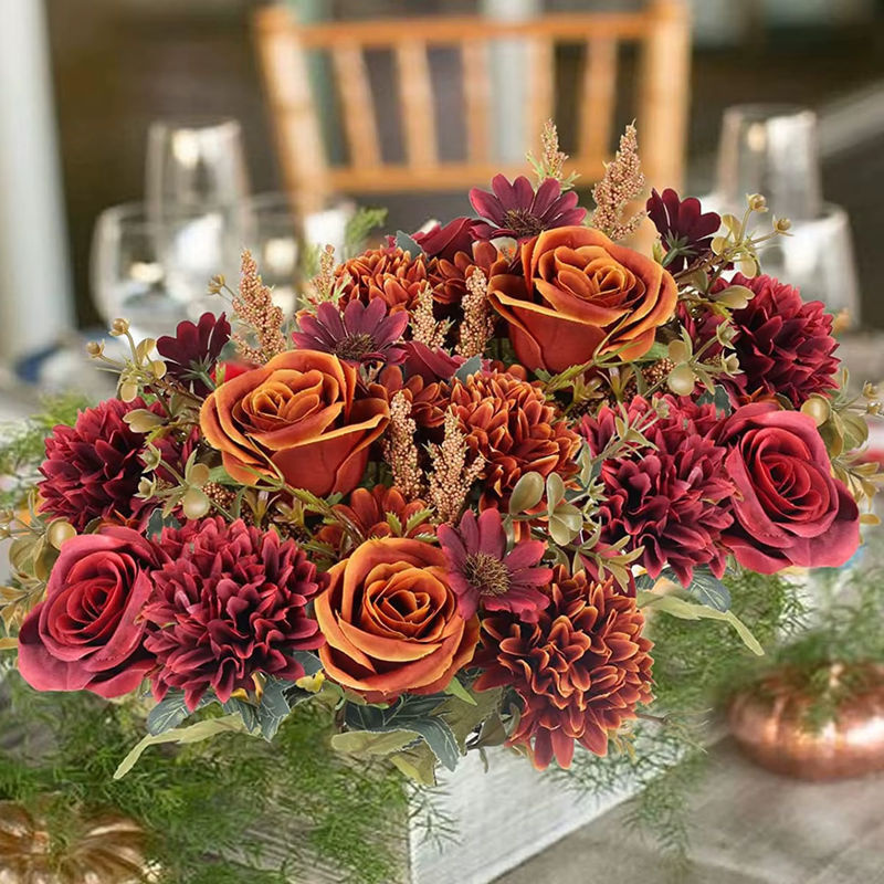 Künstliche Pfingstrosen von smr in Orange und Mehrfarbig als florale Textil-Dekoration für Hochzeit, Weihnachten und Garten - Bild 2