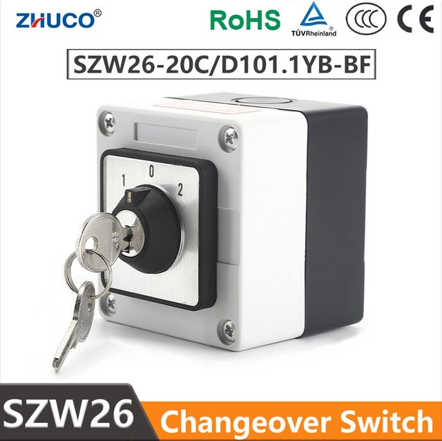 ZHUCO Universal-Nockenschalter SZW26/LW26-20 1-Phasen 20A mit wasserdichter und staubdichter Box - Bild 1