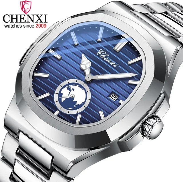 CHENXI Armbanduhr Edelstahl, Quarz, Blau, Herren - Bild 1