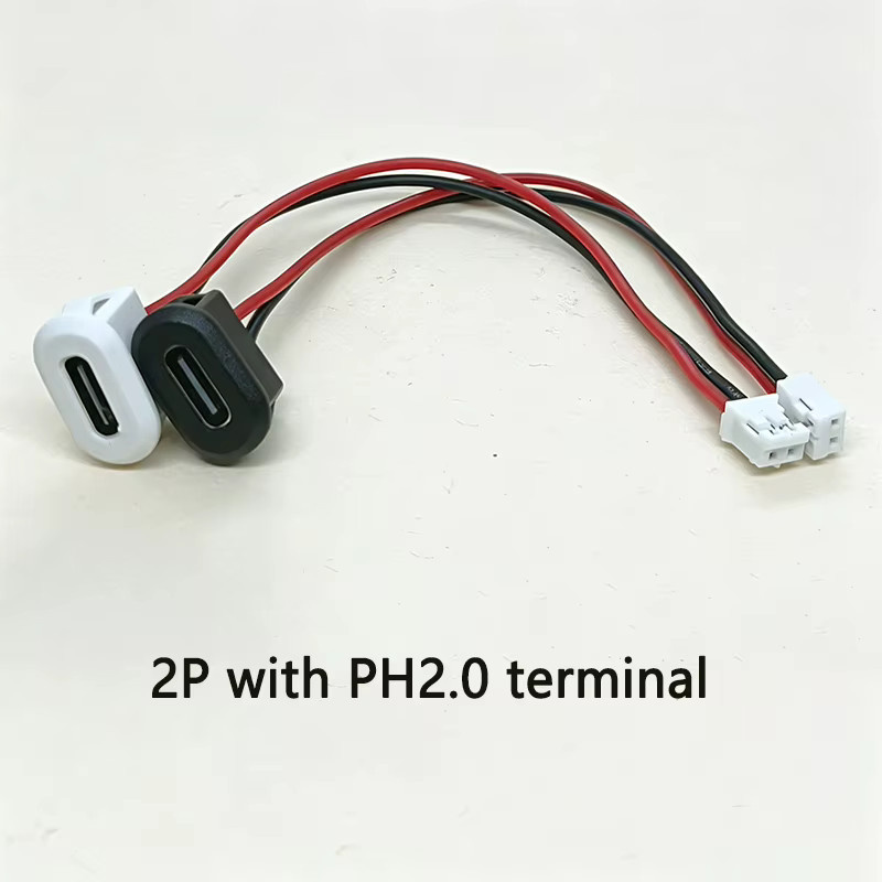 ChengHaoRan Ovaler USB-C-Ladeanschluss mit Kabelbaum in Schwarz für DIY-Elektronik und Powerbanks - Bild 1
