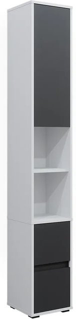 Vicco Hochschrank Maltin Badezimmer in Weiß und Anthrazit mit Türen und Schubladen B/T/H: 30,1 x 30,1 x 189 cm - Bild 2