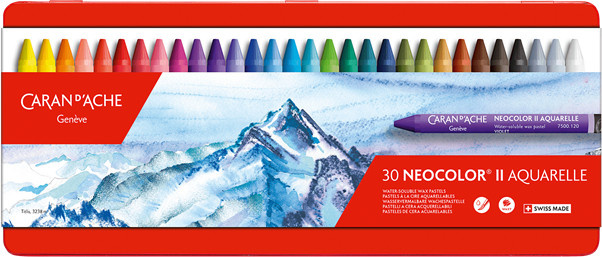 CARAN D'ACHE NEOCOLOR II Aquarell-Wachsmalstifte im 30er Etui, wasservermalbare Wachspastelle in Mehrfarbig mit Papierhülle - Bild 1