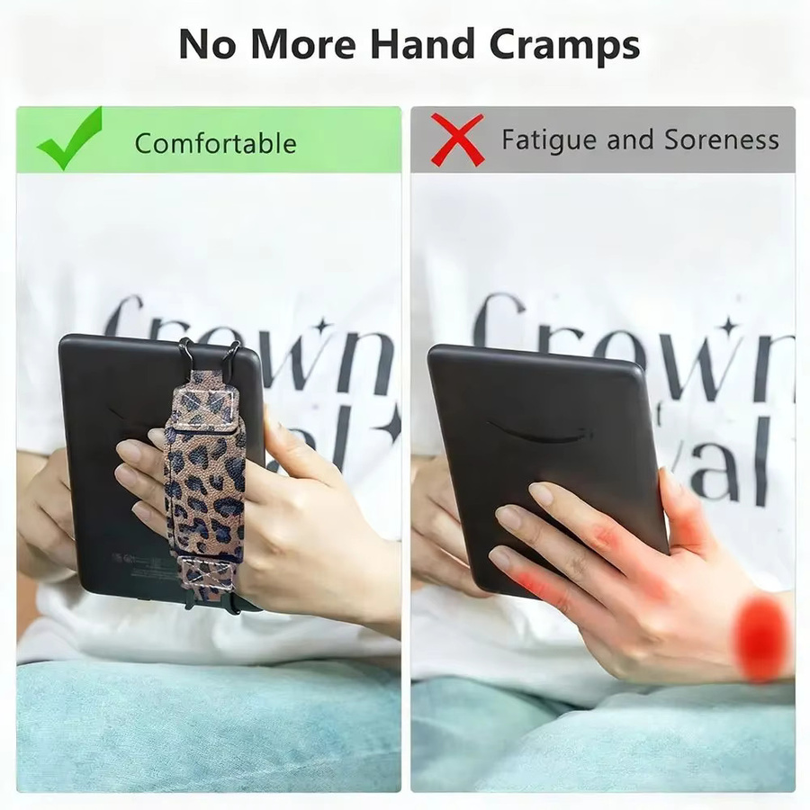 Handschlaufe für Tablets mit Leopardenmuster aus PU-Leder, elastischer Fingergriffhalter für E-Book-Reader und Tablets von 6 bis 8 Zoll, Multicolor - Bild 3
