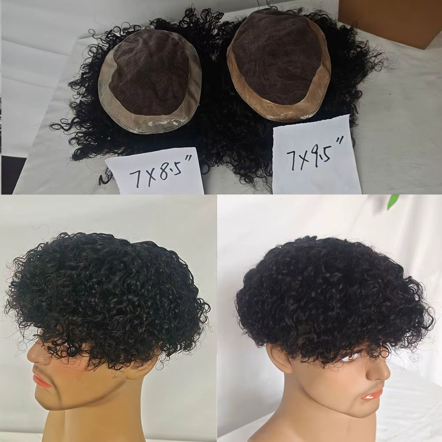 eseewigs Herren-Toupet aus Echthaar, Französische Spitze, Schwarz - Bild 3