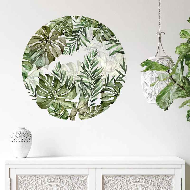 BRUP Wandaufkleber mit floralen Aquarell-Pflanzenblättern in Grün im Bohemian Design für Wohnzimmer, Schlafzimmer und Kinderzimmer - Bild 3