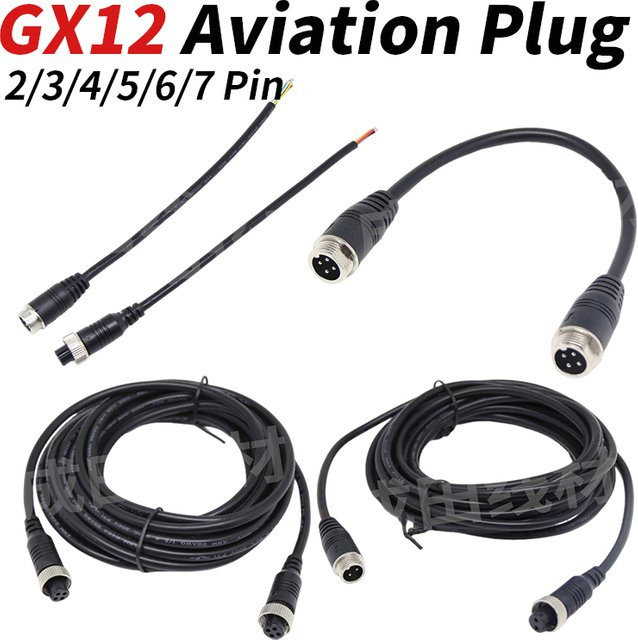 DIVEDEER GX12 Luftfahrtstecker Verlängerungskabel als Stecker-zu-Buchse Verbindungskabel für Sensoranschlüsse in Schwarz - Bild 1