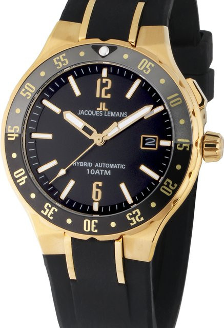 Jacques Lemans Herrenuhr, Quarz, Edelstahl, 42 mm, Silikon, Schwarz - Bild 1