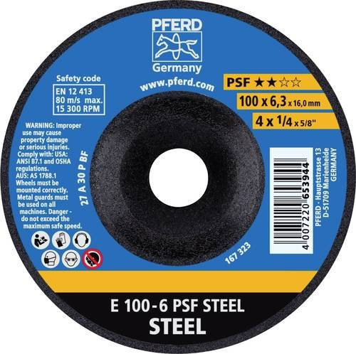 PFERD Schruppscheibe PSF STEEL für Stahl, Durchmesser: 100 mm, Bohrungs-Ø: 16 mm, Farbe: Blau - Bild 1