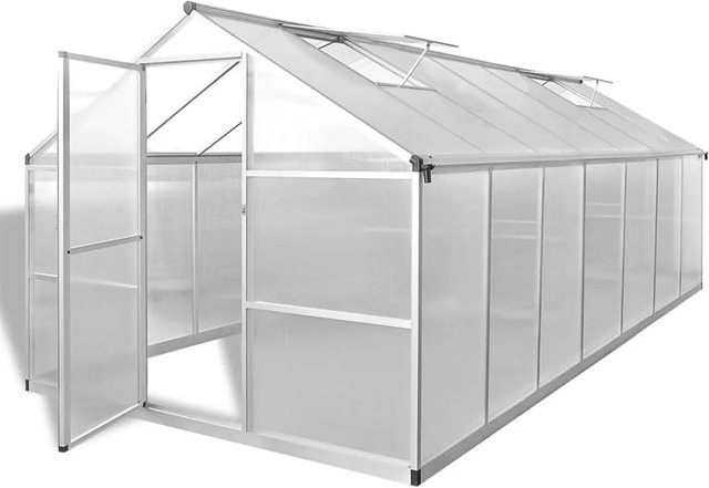 vidaXL Gewächshaus aus Aluminium und Polycarbonat mit 10,53 m² Fläche in Transparent - Bild 1