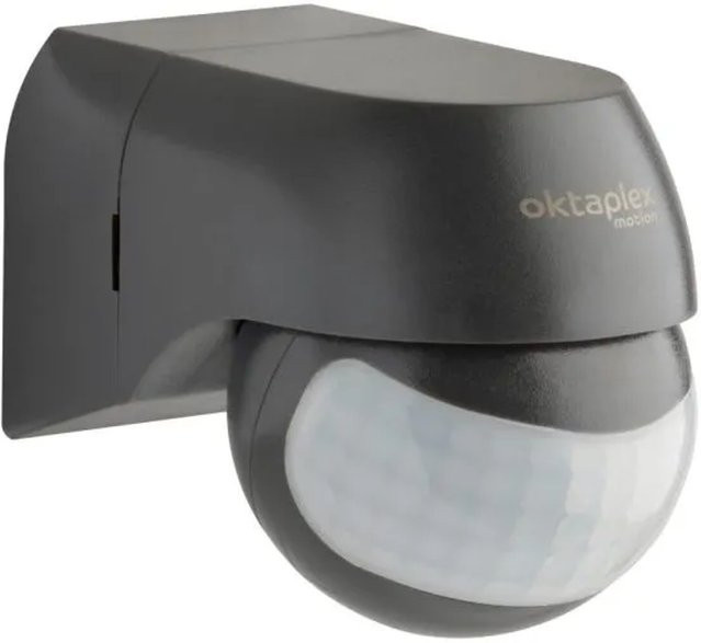 Oktaplex Ana Bewegungsmelder IP44 in Anthrazit mit 180° Erfassungsbereich und 12m Reichweite, 230V - Bild 1