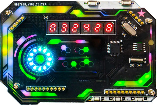 DIY Elektronik-Bausatz Cyberpunk RGB Digitaluhr mit USB-C Schnittstelle zum Selbstlöten in Multicolour - Bild 1