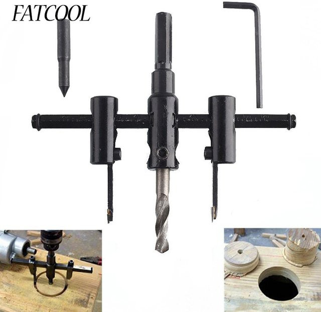 FATCOOL Verstellbares Kreislochsägen-Bohrer-Schneidset aus Hartmetall-Legierung in Schwarz, Durchmesser 40-120mm - Bild 1