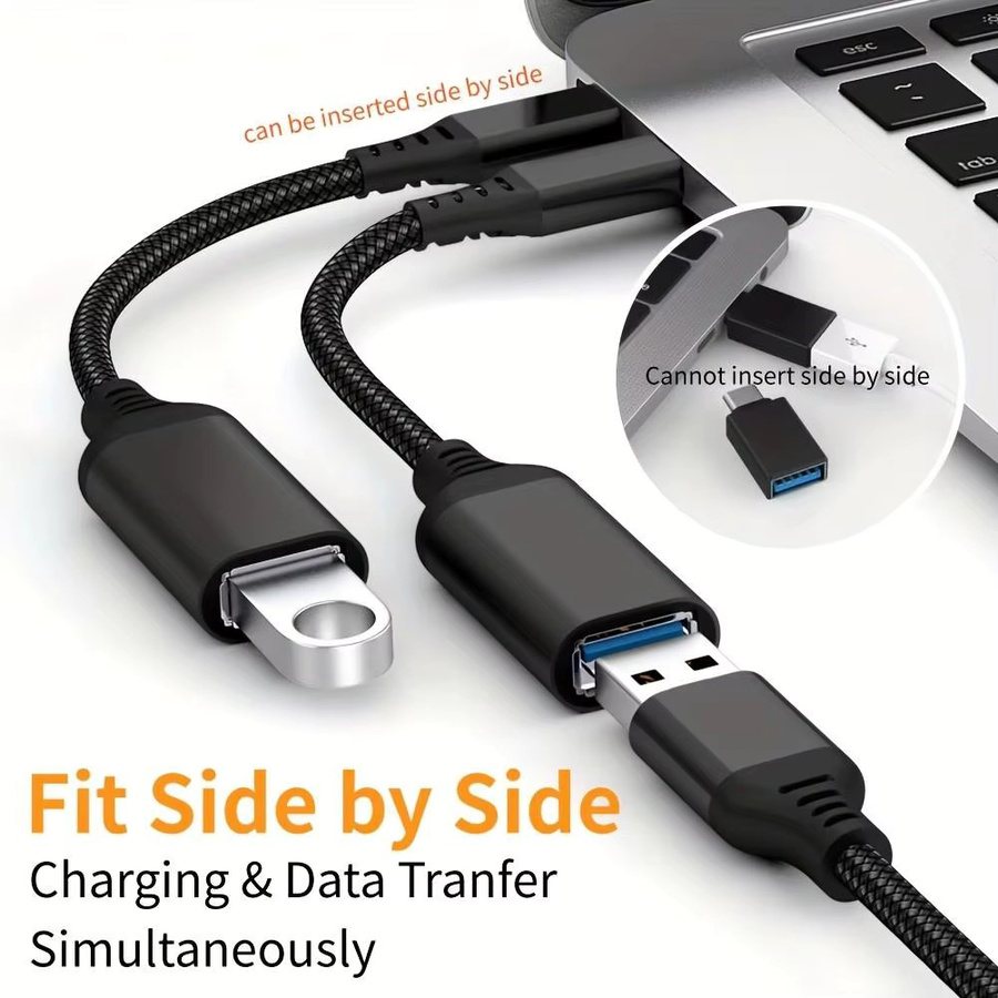 LAIHONEN USB-C OTG-Adapter Schwarz mit USB 3.0 Typ-C für Handys und PC, 5Gbps Hochgeschwindigkeit zur Verbindung von USB-Sticks, Maus, Tastatur und Kartenlesern - Bild 5